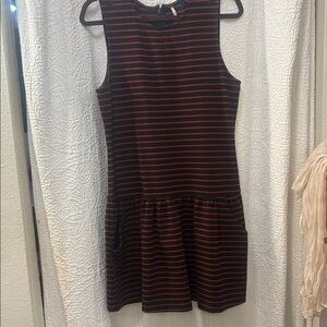 Free People Black and Red Striped Mini Dress